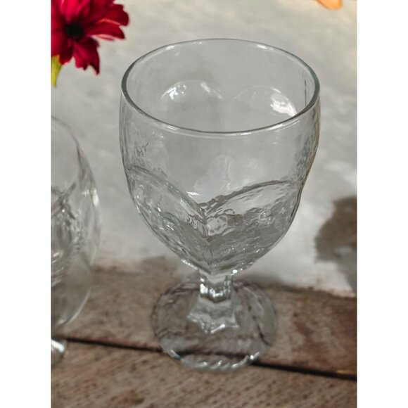 Set Of 4 Vintage Libbey Chivalry Textured Clear Glass Goblets - Picture 10 of 11